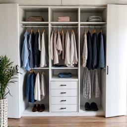 季節の変わり目に合わせて整理された、コンパクトなワードローブ