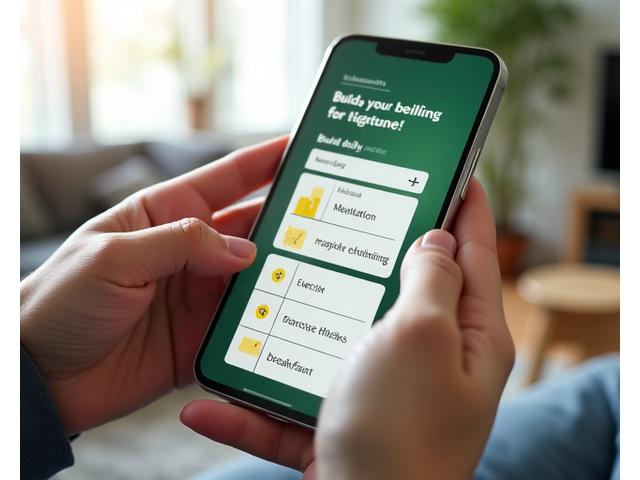 ユーザーがスマートフォン上で直感的に朝のルーティンをカスタマイズしているアプリの画面